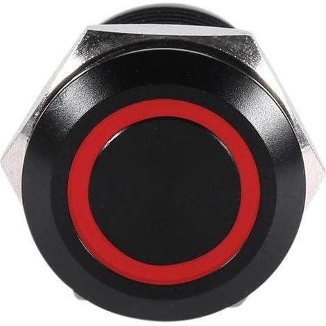 Bouton Poussoir Momentané Interrupteur à Bouton-Poussoir LED 12mm Interrupteur d'Alimentation Commutateur à Verrouillage de Puissance de la Voiture Etanche(Rouge) (1/5)