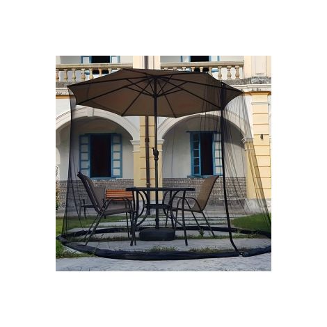Moustiquaire filet pour parasol et parasol romain de terrasse, protection anti-insectes sans installation jardin, Composition : 300 × 230 cm, Couleur : noir (1/5)