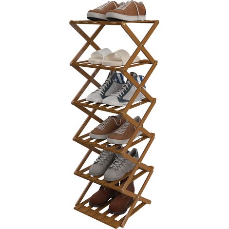 Étagère à Chaussures à 6 Niveaux, Meuble à Chaussures Couleur du bois (1/5)