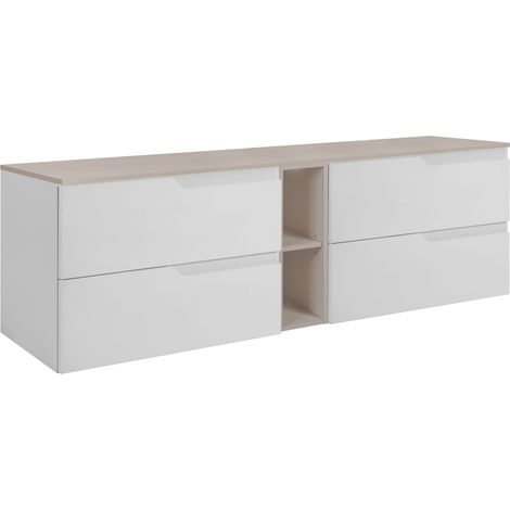 Waschtischunterschrank - 180 cm - Kashmir Weiß - Modernes Design - 4 geräumige Schubladen
