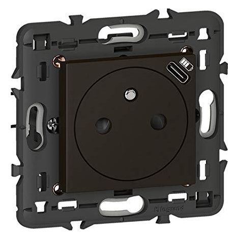 Legrand 079161L presa elettrica nera con caricatore USB Type-C