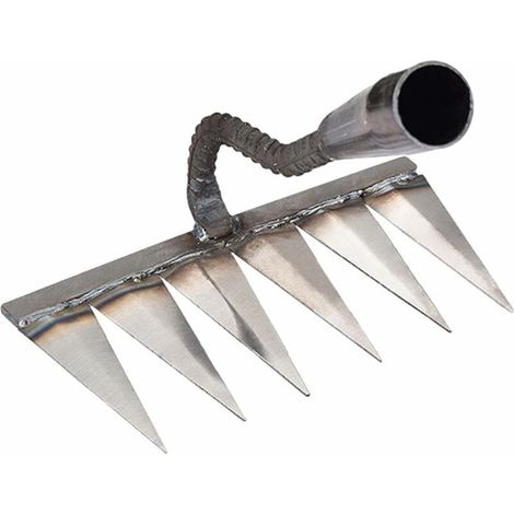Rateau déchaumeur Rateaux à main en métal pour jardinage, désherbage - Rateau à dents robuste en métal, déchaumage, désherbage, rateau de superficie, roche, gravier, rateau de cultivateur de Generic (1/5)
