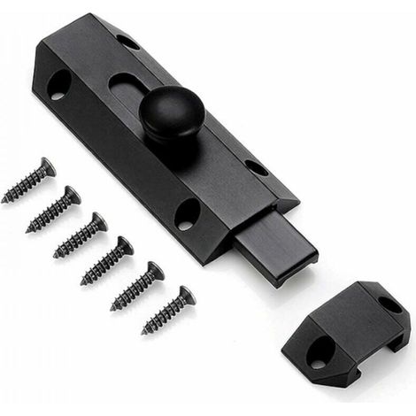 1 security locking latch with pure thick brass bolt, heavy-duty door latch, black (1/4)