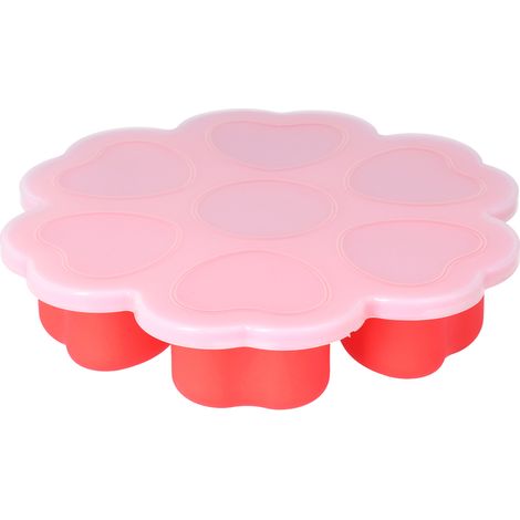 Moule à Glace en Silicone en Forme de Cœur Rouge Réutilisable avec Couvercle pour Aliments Bébé (1/5)