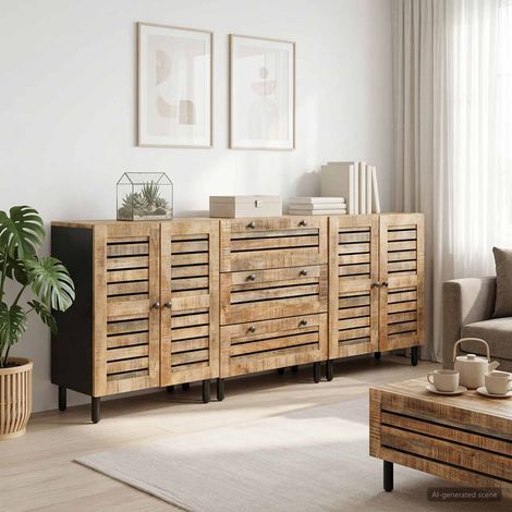 vidaXL Stauraumschränke 3 Stk. 180 x 33 x 75 cm Massivholz Mango Natur (1/5)