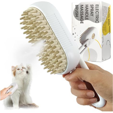 Steam Brush for Cats and Dogs 3 in 1, Electric Massage Comb Brush for Pets, Comb with Leave-in Essence for Massage, Care and Hair Removal (1/5)