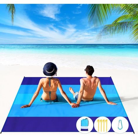 Strandmatte – Picknickdecke für draußen – Entspannen im Freien – Sand- und wasserfest – 210 x 200 cm – Blau (1/5)