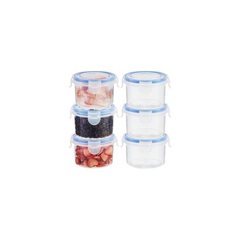 recipientes de plástico reutilizables de 300 ml con tapa redonda para almacenar alimentos, ideales para ensaladas, cereales y harina (300 ml).