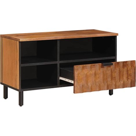 Meuble TV avec tiroir Finition Acacia Brun 80 x 33 x 46 cm (1/5)