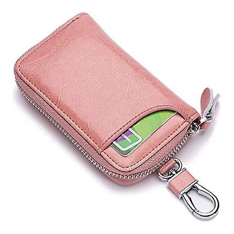 Multifunktionaler Autoschlüsselanhänger aus Leder (rosa), Schlüsseletui, Schlüsselbrieftasche, multifunktionaler Schiebeschlüsselhalter (1/5)