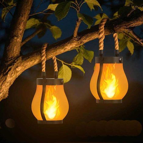 Confezione da 2 luci solari a fiamma lampeggiante, luce solare a fiamma danzante, luce solare a fiamma, luce fissa e lampeggiante, ricarica USB e solare