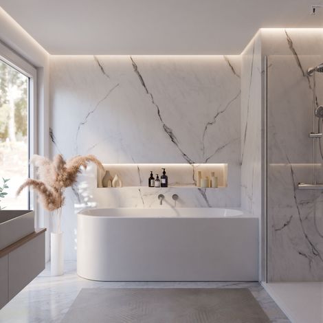 Schulte Badewanne Rio Canto mit Fußgestell, Ablauf und Schürze - 180x80 cm, aus hochwertigem Sanitäracryl, Weiß glänzend, Komplettset, Version Rechts