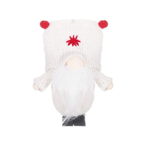 Skrzat di 8 cm, decorazione natalizia, gnomo natalizio, colore bianco. (1/5)
