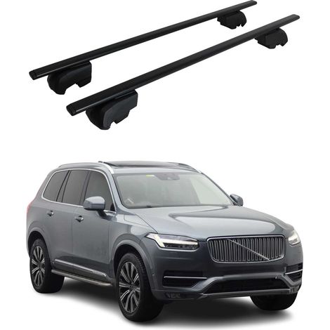 OMAC Barres de toit pour Volvo XC90 II 2015-2026 – City Crash tested – ISO PAS 11154:2006 – Antivol inclus – Charge max 75 kg – 2 barres Noir (1/4)