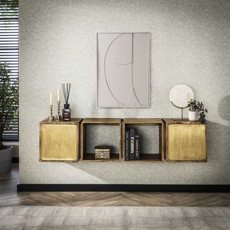 Buffet/bahut suspendu 169 cm en bois de manguier massif Zoe (1/5)