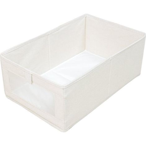Set di scatole portaoggetti - Scatola portaoggetti pieghevole - Scatola portaoggetti con finestra trasparente - Armadio - Scatola portaoggetti per vestiti e libri - Set di 2 scatole portaoggetti (1/5)