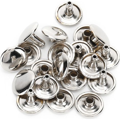 200 Doppelnieten, Doppelkappenknöpfe, Jeanslederschuhe, Taschen, Bekleidung, 12 x 10 mm, Silber (1/5)