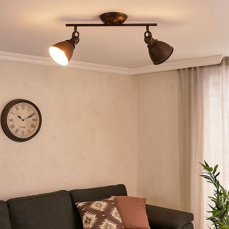 Faretto da soffitto a 2 luci, lampada da soggiorno, plafoniera color ruggine, L 45 cm (1/5)