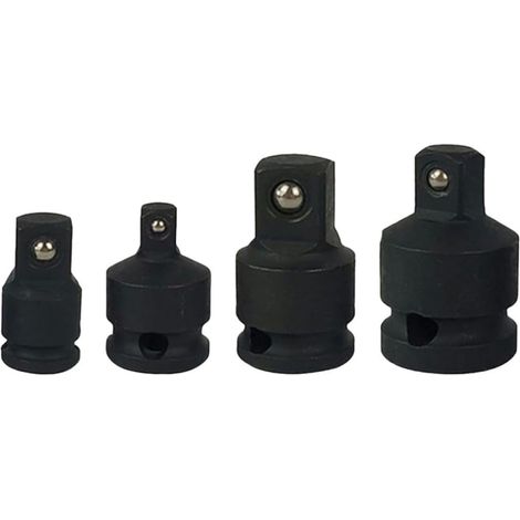 Réducteur à Cliquet 4 Pièces en Métal Noir Revêtement de Protection Extra et Douilles Sécurisées pour Rallonge D'impact et Adaptation D'outils (1/5)