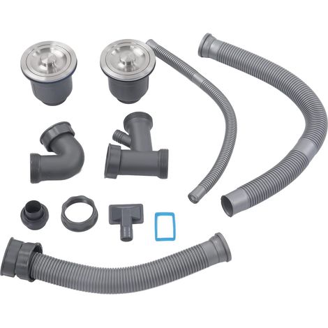 Drain D'Évier, Ensemble de Vidange D'évier Double, Kit De Vidange à Double Tuyau pour évier De Cuisine, Kit De Vidange Universel Extensible pour Déodorants Multiples à Vidange pour évier De Cuisine (1/5)