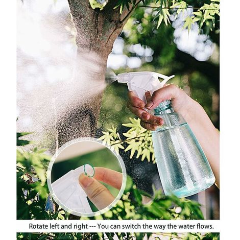 Sprühgerät, 2 Stück 500 ml leere, wiederverwendbare Kunststoff-Sprühflasche mit nachfüllbarem Zerstäuber und verstellbarem Sprühkopf zum Pflanzen von Blumen, Reinigen, Gärtnern, Reisen usw.