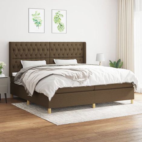 Lit adulte Contemporain Lit à sommier tapissier avec matelas Marron foncé 200x200 cm 73372 (1/5)
