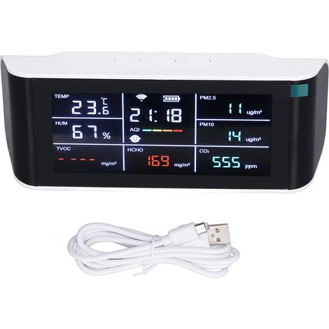 Détecteur de qualité d'air WiFi 9-en-1, analyseur CO2 portable multifonction pour caves à vin et intérieurs, capteur précis avec affichage en temps réel (1/5)