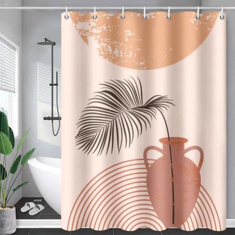 Rideau de Douche - FUNMOON - Arc Abstrait Minimaliste - Imperméable - 180x180cm - Rose1 (1/3)