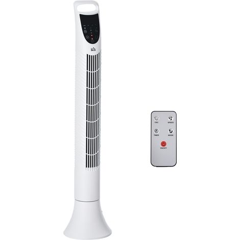 Ventilateur colonne, avec télécommande, oscillation, vitesses réglables, blanc, 40 W, 91.5 cm, pour maison bureau salon