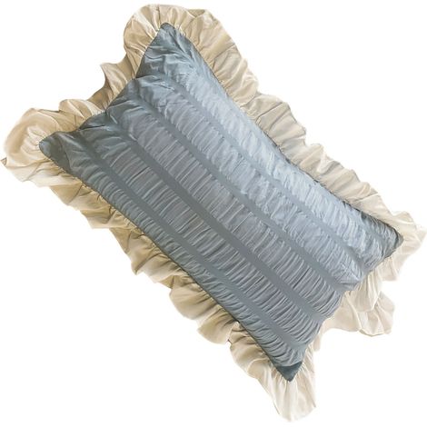 Taies d'oreiller plissées pour étudiants, couleur unie, respirantes, jolies taies d'oreiller pour chambres d'étudiants, bleu, 48 x 74 cm / 18,9 x 29,1 pouces (1/5)