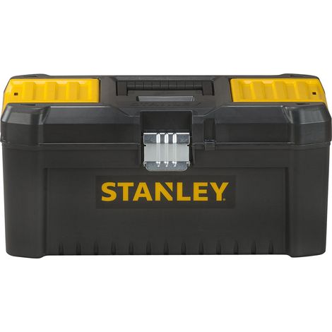 Stanley STST1-75518 Plastic Toolbox with 2 Lid Organizers, Tool Tray, Large Metal Latches, Lockable, Dimensions: 406mm x 205mm x 195mm