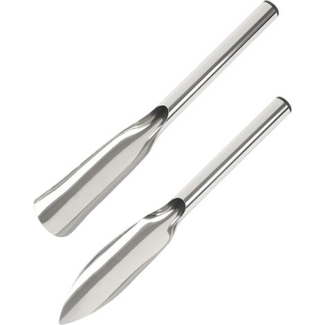 Lot de 2 truelles plates en acier inoxydable et pelle pointue résistantes à la rouille pour plantation, désherbage, creuser le sol, ameublir la terre, transplanter des semis (1/5)
