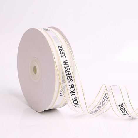 Ruban Cadeau Lettre Design Couleurs Vives Inaltérables Large Application Emballage Cadeau Boîte Anniversaire Blanc Doré Brim (1/5)