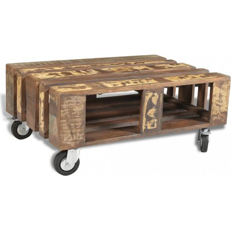 Couchtisch mit 4 Rollen Altholz vidaXL (1/5)