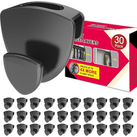 Lot de 30 cintres noirs extra solides (18kg max) avec crochets de connexion pour gain de place. (1/5)