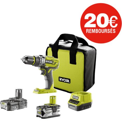Perceuse-visseuse 2 vitesses RYOBI 18V ONEPLUS - 2 Batteries LithiumPlus 4,0 Ah et 1,5Ah - 1 chargeur rapide - R18DD3 - 2415BS (1/5)