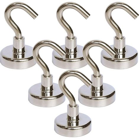 6 pièces Crochets magnétiques, aimants de robustes avec crochet pour le réfrigérateur, crochet de croisière plus fort pour suspendre, cintre magnétique pour cabines, grill (1/3)