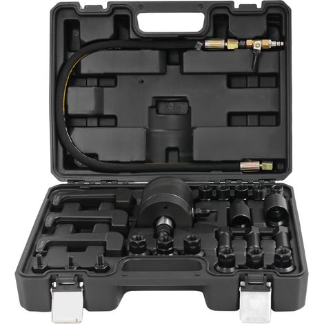 HAUTOUR Extracteur d'injecteur pneumatique diesel avec kit d'outils, 5-8 bars, 1 marteau pneumatique, 1 tuyau, 3 crochets d'extraction et 19 adaptateurs, outil d'injecteur d'air comprimé (noir) (1/5)