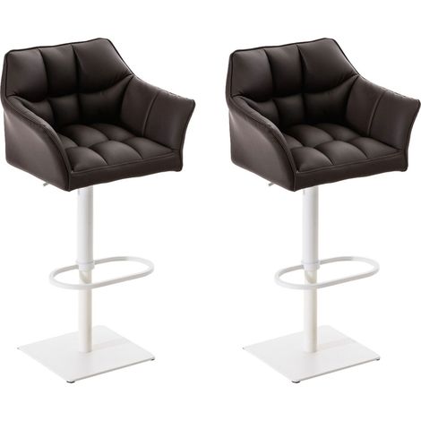 Lot de 2 tabourets de bar Damaso similicuir Marron Blanc (1/5)