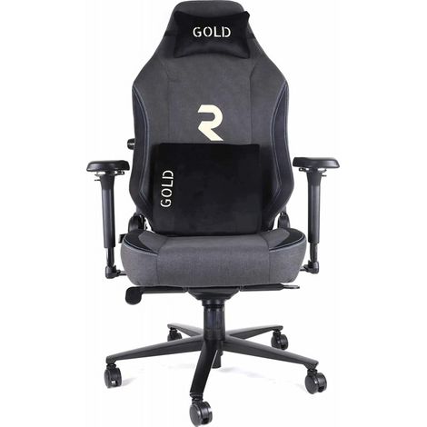 Silla Gamer Profesional Gold. Inclinación 180º, Altura Regulable, Reposabrazos 4D, Cojín Cervical y Lumbar