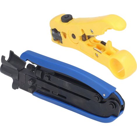 Kit d'outils de sertissage comprenant une pince à dénuder les fils et 20 connecteurs F pour câbles RG59 et RG6. (1/5)
