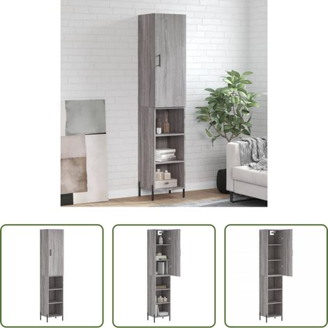 Holzwerkstoff - Highboard Grau Sonoma 34,5x34x180 cm Holzwerkstoff (1/5)