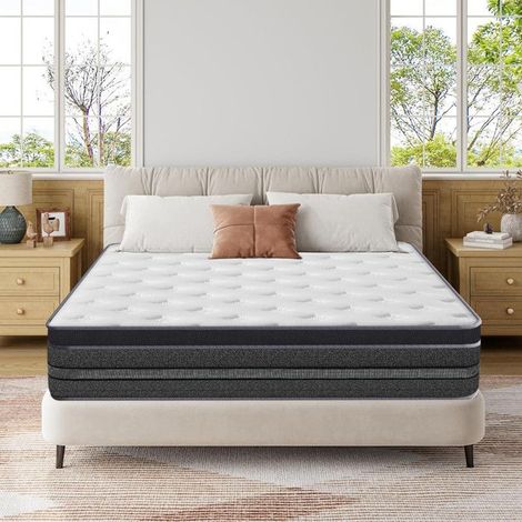 Matelas 140x200 cm - Ép 30cm - Tissu super extensible - Matelas livrés roulés -Coton de fibre aérobie - 8 Zones de Confort (1/5)