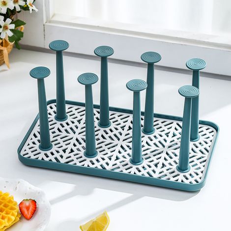 Égouttoir créatif pour tasses en verre, plateau à thé, rangement pour tasses à thé, égouttoir à tasses inversé, séchoir (vert)-AquaForge (1/5)