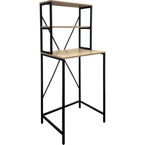 Étagère machine à laver couleur Chêne Eos et Structure en acier Noir mate Modèle Aqua (1/5)