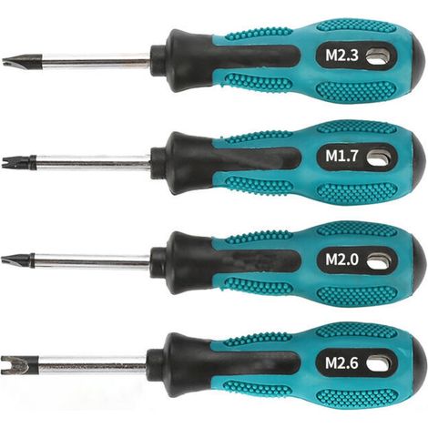 Jeu De Tournevis - 4 Embouts Magnétiques U Et Plats - Acier Chrome-Vanadium Cr-V - Poignée Ergonomique Anti-Dérapante - Pour Réparation Électronique Et Mécanique - Lot De 4 (1/4)