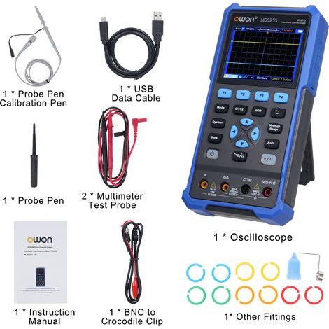 Oscilloscope multimètre générateur forme onde 3 en 1 – Bande passante 25MHz 250MSa/s tension courant résistance capacité diode testeur (1/5)