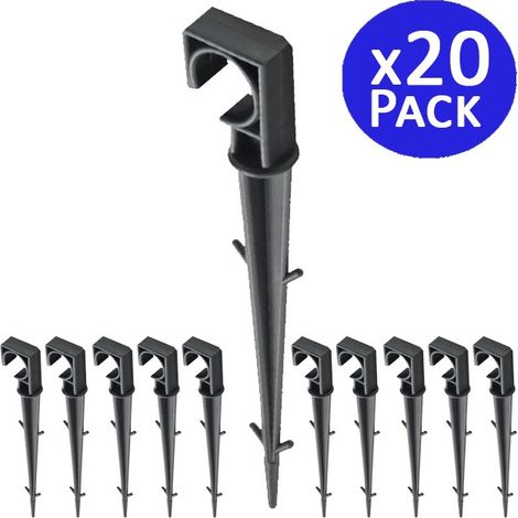 Suinga – Lot de 20 piquets de fixation plastique 16mm – Empêche les tuyaux d'égouttement de se soulever – Accessoire irrigation goutte à goutte