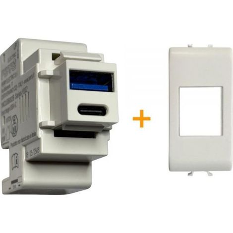 Perry presa USB A + C 3A compatibile Gewiss Serie Chorus Bianco Satinato - 1MCUSB002B