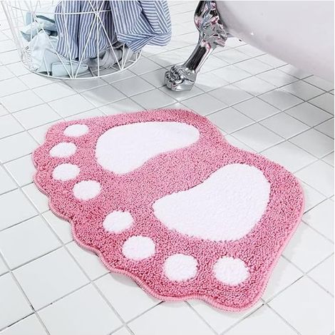 Tapis de bain absorbants et antidérapants en microfibre douce, lavables en machine, pour salle de bain, baignoire et douche (rose, 40 x 60 cm) (1/5)